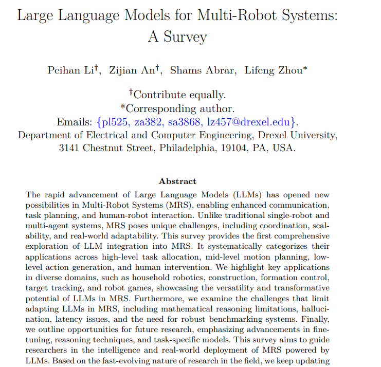 Large Language Models for Multi-Robot Systems: A Survey
