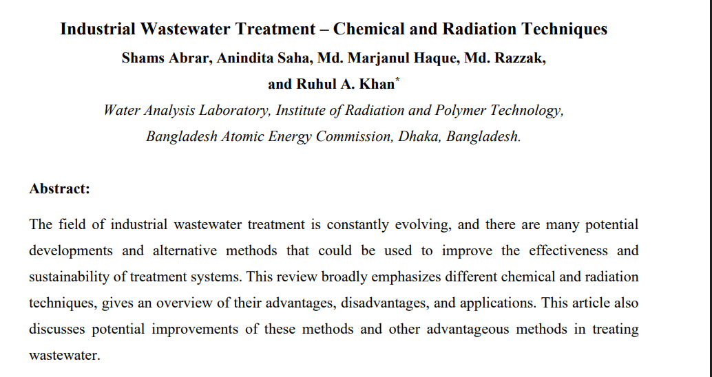 Industrial Wastewater Treatment – Chemical and Radiation Techniques